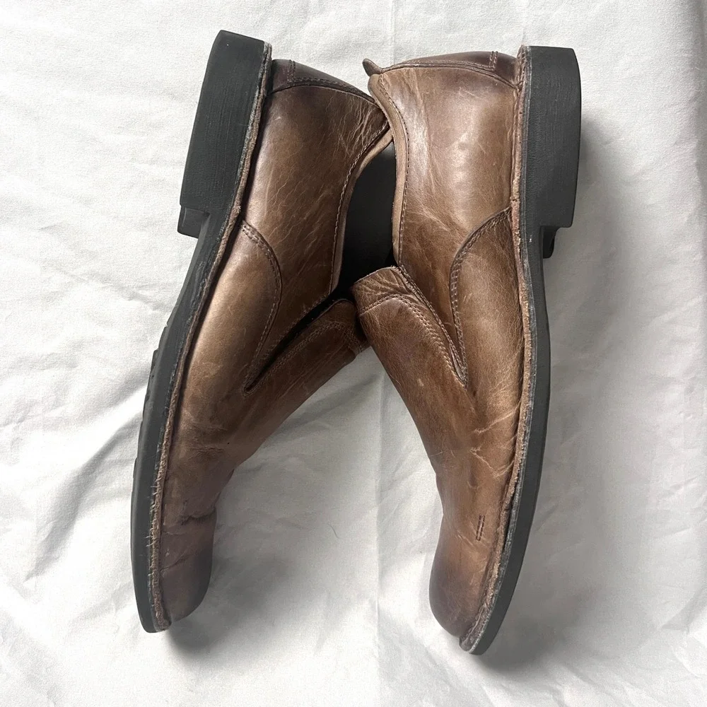 Cole Haan Shoes Mens 11 Distressed Leather Brown Luxury Dark Academia Minimalist
